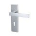 Heritage Brass by M Marcus Satin Chrome Keyhole Lock Door Handle - Delta Range - 157 x 43mm