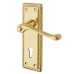 Exel Polished Brass Budget Rope Edge Scroll Keyhole Lock Door Handle - Mia Range - 145 x 48mm