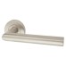 Exel Satin Stainless Steel 19mm Mitre Door Handles on Round Rose 