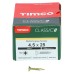 TIMCO Classic Pozi Countersunk Wood Screws - 4.5 x 25mm - Yellow Zinc - Pack of 200