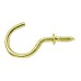 Cup Hook - 50mm Hook - Electro Brass - Pack of 10