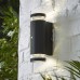 Forum Zink Helix Outdoor Up & Down Wall Light with Photocell - Black