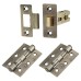 Exel Latch Pack - 76mm Case - 57mm Backset - 2 x Fire Rated Ball Bearing Hinges - Antique Brass