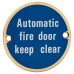 Hampstead Automatic Fire Door Keep Clear Door Sign - 75mm Diameter - Polished Brass