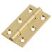 Solid Drawn Butt Cabinet Hinge - 50 x 28 x 1.45mm - Polished Brass - Pair