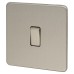 Knightsbridge 10AX 1 Gang Intermediate Screwless Flat Plate Light Switch - Brushed Chrome