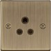 Knightsbridge 5A Unswitched Round Pin Socket - Antique Brass with Black Insert