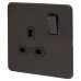 Knightsbridge 13A 1 Gang Screwless Flat Plate Switched DP Socket - Smoked Bronze/Black Inserts