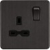 Knightsbridge 13A 1 Gang Screwless Flat Plate Switched DP Socket - Smoked Bronze/Black Inserts