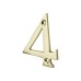 76mm Screw Fix Door Numeral - 4 - Polished Brass
