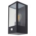Exel Glass Panel Outdoor Wall Lantern Light with PIR - IP44 - Matt Black
