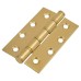 Stainless Steel Washered Butt Door Hinge - 100 x 66 x 2.5mm - Polished Brass - Pair