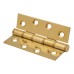 Stainless Steel Washered Butt Door Hinge - 100 x 66 x 2.5mm - Polished Brass - Pair