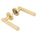 Exel Satin Brass Lines Door Handles on Round Rose - Nova Range 