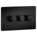 Knightsbridge 5-150W 3 Gang 2 Way Push On/Off Rotary Rounded Intelligent LED Dimmer - Matt Black
