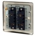 Eurolite Enhance Decorative 10A 2 Gang 2 Way Light Switch - Satin Steel with Grey Inserts