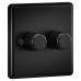 Knightsbridge 5-150W 2 Gang 2 Way Push On/Off Rotary Rounded Intelligent LED Dimmer - Matt Black