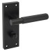 Exel Matt Black Knurled Bathroom Door Handle - Remi Range - 155 x 55mm