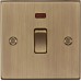 Knightsbridge 20A 1 Gang Double Pole Appliance Switch with Neon - Antique Brass