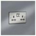 Knightsbridge 13A 2 Gang DP Switched Socket with Twin Earths - Brushed Chrome with Grey Insert