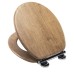 Croydex Ontario Flexi-Fix Soft Close Wooden Toilet Seat with Chrome Hinges - Teak