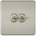 Knightsbridge 10AX 2 Gang 2 Way Screwless Flat Plate Toggle Light Switch - Brushed Chrome