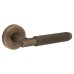 Jigtech Matt Antique Brass Knurled Door Handles on Round Rose - Textura Range 
