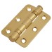 Radius Corner Twin Ball Bearing Butt Door Hinge - 76 x 51 x 2mm - Polished Brass - Pair