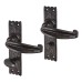 Elan Metalized Antique Black Iron Tudor Bathroom Door Handle - 152 x 38mm