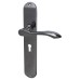 Hampstead Black Nickel Keyhole Lock Door Handle - Long Plate - Altea Range - 240 x 41mm
