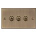 Knightsbridge 10AX 3 Gang 2 Way Toggle Light Switch - Antique Brass