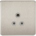 Knightsbridge 5A Screwless Flat Plate Unswitched Round Pin Socket - Brushed Chrome with Grey Insert