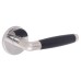 Urfic Polished Nickel/Matt Black Door Handles on Round Rose - Cambridge Range 