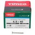 TIMCO Classic Pozi Countersunk Wood Screws - 4.5 x 40mm - A2 Stainless Steel - Pack of 200