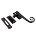 Olde Forge Blacksmith Pig Tail Mortice & Hook Plate Window Fastener - Reversible - Antique Black