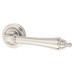 Jedo Satin Nickel Door Handles on Round Rose - Parisian Camille Range 