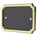 Screw Fix Door Numeral & Letter Blank Plate - 95 x 135mm - Rectangle - Polished Brass and Black