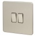 Knightsbridge 10AX 2 Gang 2 Way Screwless Flat Plate Light Switch - Brushed Chrome
