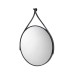 Croydex Flexi-Fix Bathroom Mirror with Leather Effect Hanging Strap - Round - 600 x 32mm - Black 