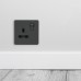 Knightsbridge 13A 1 Gang Screwless Flat Plate Switched DP Socket - Anthracite Grey/Black Inserts