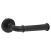 Jedo Matt Black Fire Rated Door Handles on Round Rose - Classic Range 