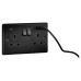 Knightsbridge 13A 2 Gang Round Edge Type A/C USB Socket with 2 x USB - 4A - Matt Black/Black