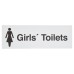 Rectangle Girls Toilet Door Sign - 100 x 300mm - White