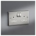 Knightsbridge 13A 2 Gang DP Switched Socket with Twin Earths - Brushed Chrome with White Insert