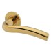 Hampstead PVD Brass Scroll Door Handles on Round Rose - Swept 4 Range 