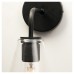 Exel Noord Knurled Indoor Wall Light - Matt Black Fittings and Hooded Clear Glass Shade 