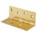 Double Phosphor Bronze Washered Butt Door Hinge - 100 x 75 x 2.5mm - Polished Brass - Pair