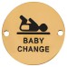 Hampstead Baby Change Door Sign - 75mm Diameter - Polished Brass