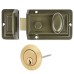 Contract Traditional Nightlatch - 60mm - Green Case/Polished Brass Cylinder
