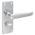 Exel Polished Chrome Victorian Straight Privacy Door Handle - Short Plate - 118 x 42mm